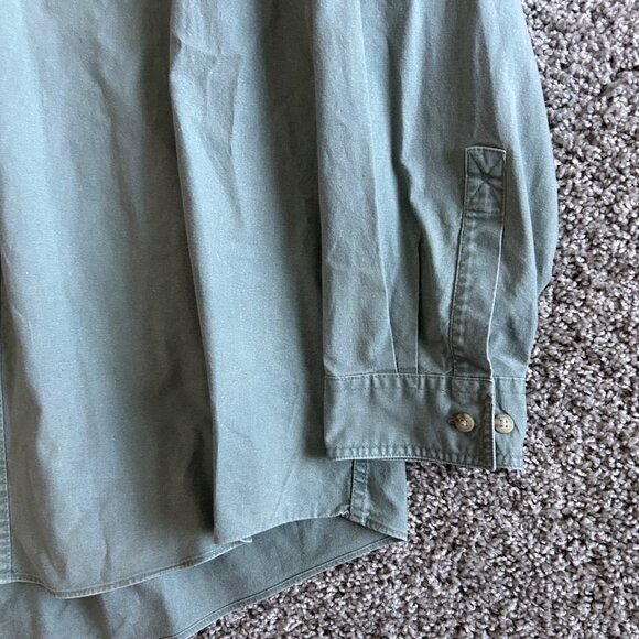 L.L.Bean Mens XXL Traditional Fit Green Button-Up Shirt Long Sleeve Shirt - Picture 4 of 8